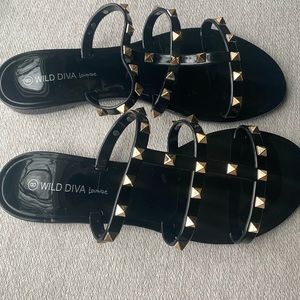 Brand new in box VICI sandals. Black with gold stud detail.